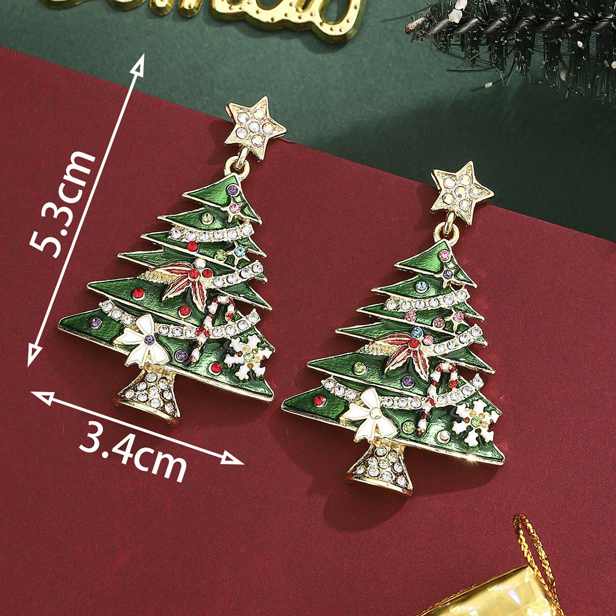 Wholesale Christmas Tree Star Rhinestone Butterfly Earrings