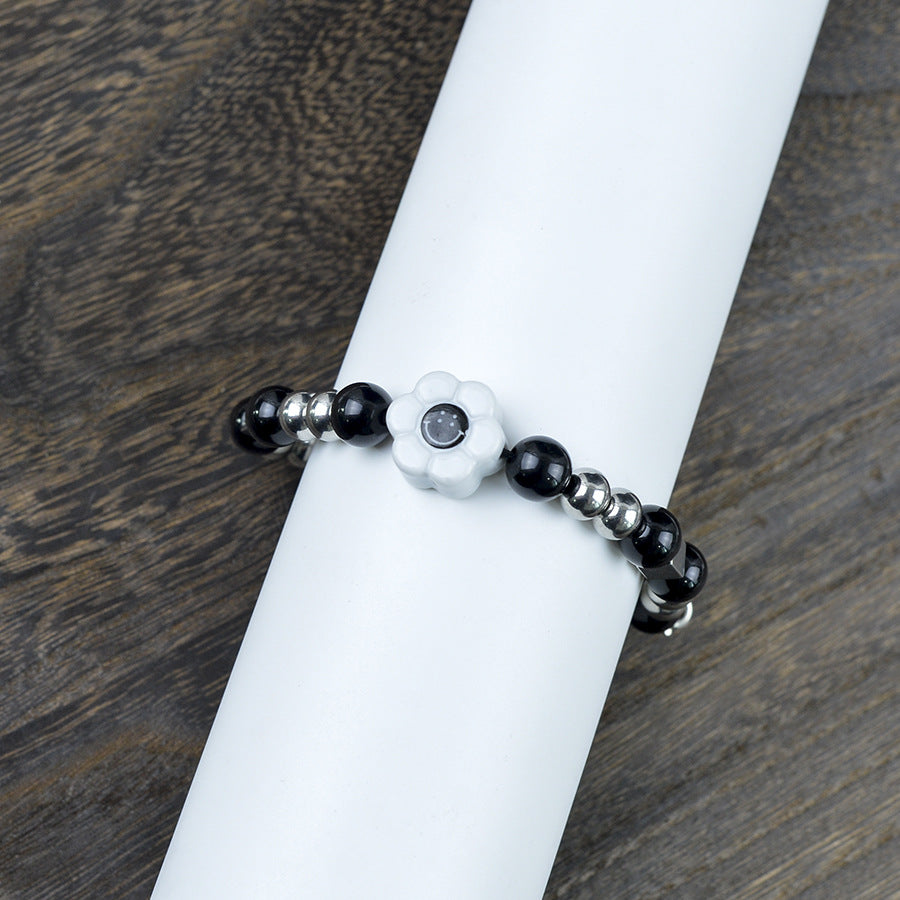 Wholesale Trendy Face Beaded Bracelet Antique Silver Punk Hip Hop Boutique Resale Jewelry