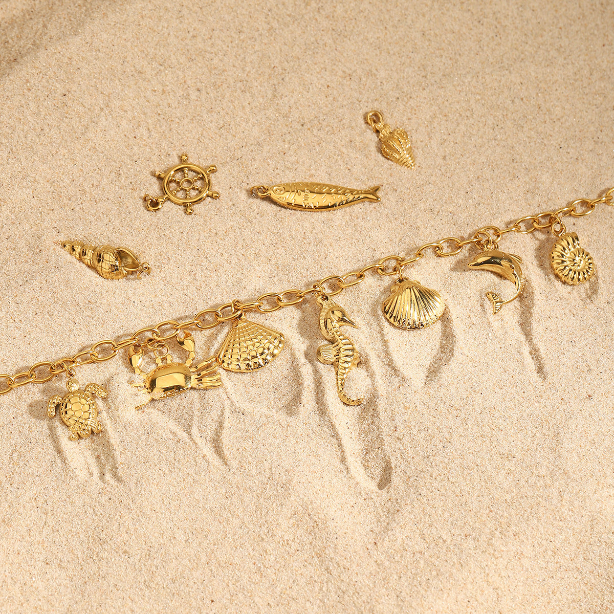 Wholesale  all-match 18K gold stainless steel ocean  shell necklace