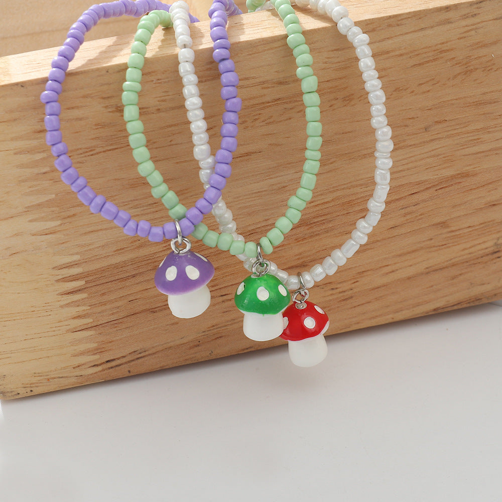 Wholesale Color Female Color Mushroom Beaded Necklace