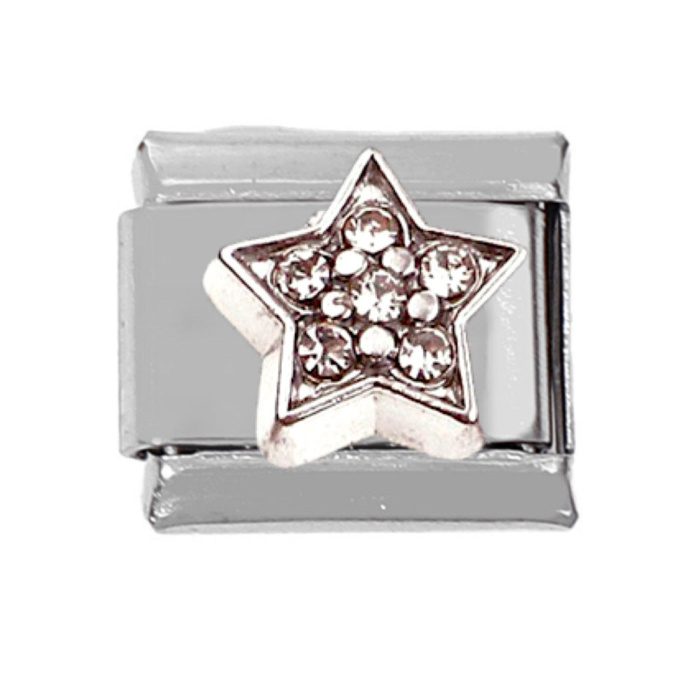 Wholesale 5pcs Italian Charm Bracelet 9mm DIY Splicing Snowflake Rainbow Star Moon Stainless Steel Composable Bracelet