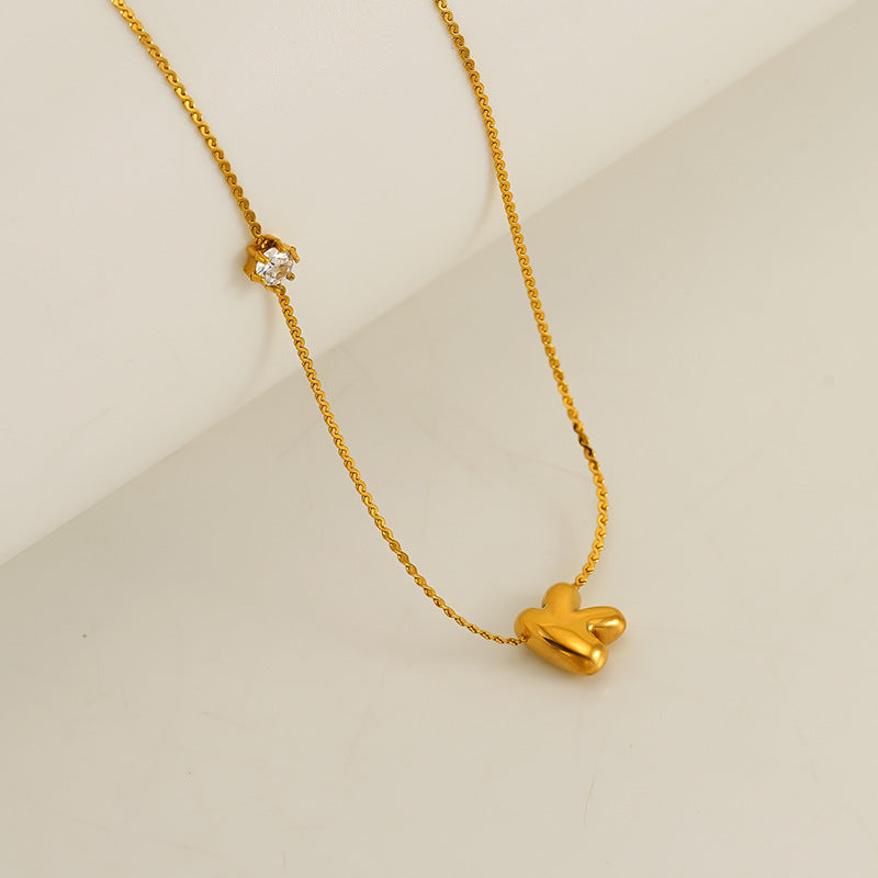 Wholesale  Stainless steel inlaid zircon chubby 26 letters pendant necklace