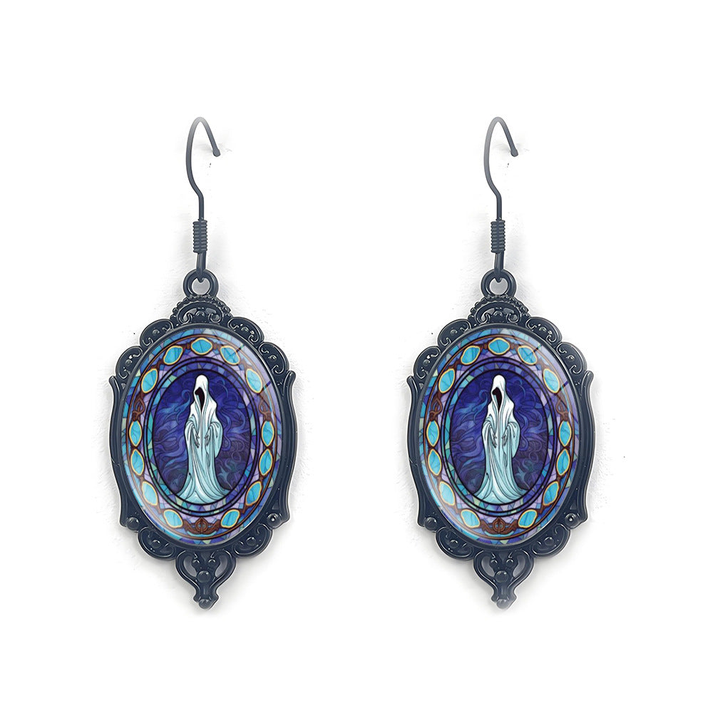 Wholesale Halloween Dark Series Oval Pendant Earrings
