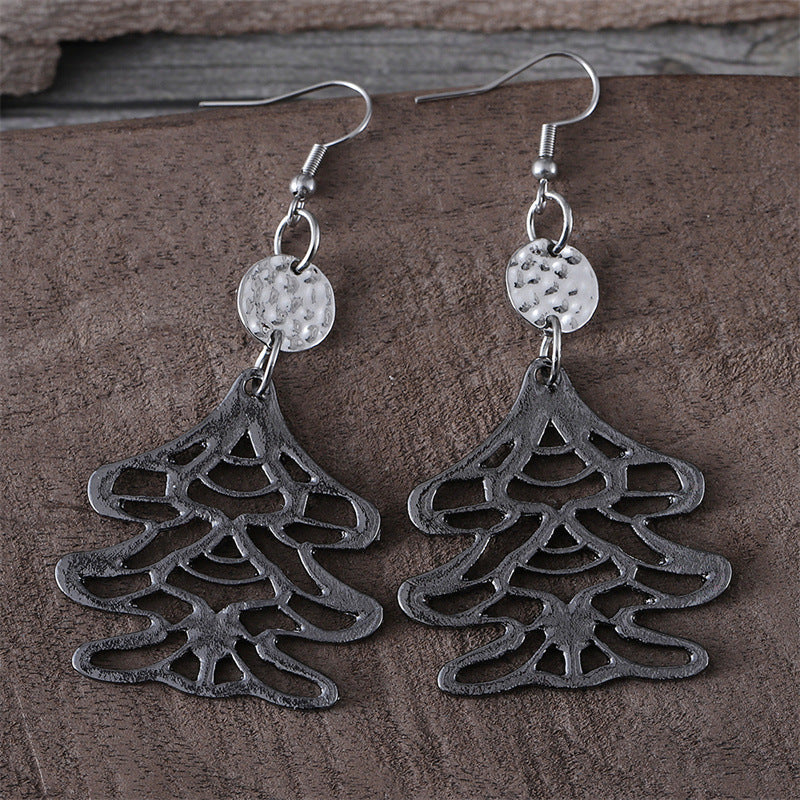 Wholesale Hollow Christmas Tree Earrings Retro Alloy Jewelry Accessory Gift