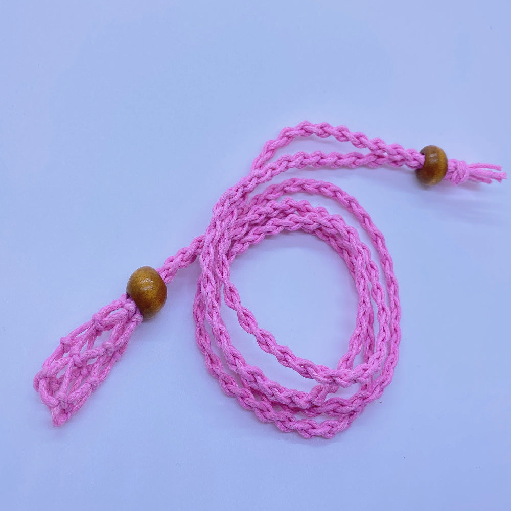 Wholesale Natural Stone Mesh Braided Necklace with Adjustable Vintage Rope ACC-NE-Nius001