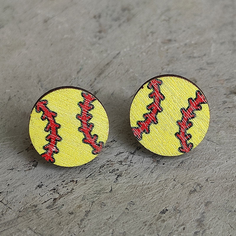 Wholesale Event sports jewelry heart-shaped Sports Baseball earrings