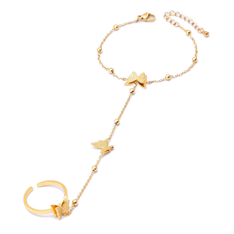 Wholesale Fashion Girl Bracelet Frosted Butterfly Titanium Steel Beads Bracelet