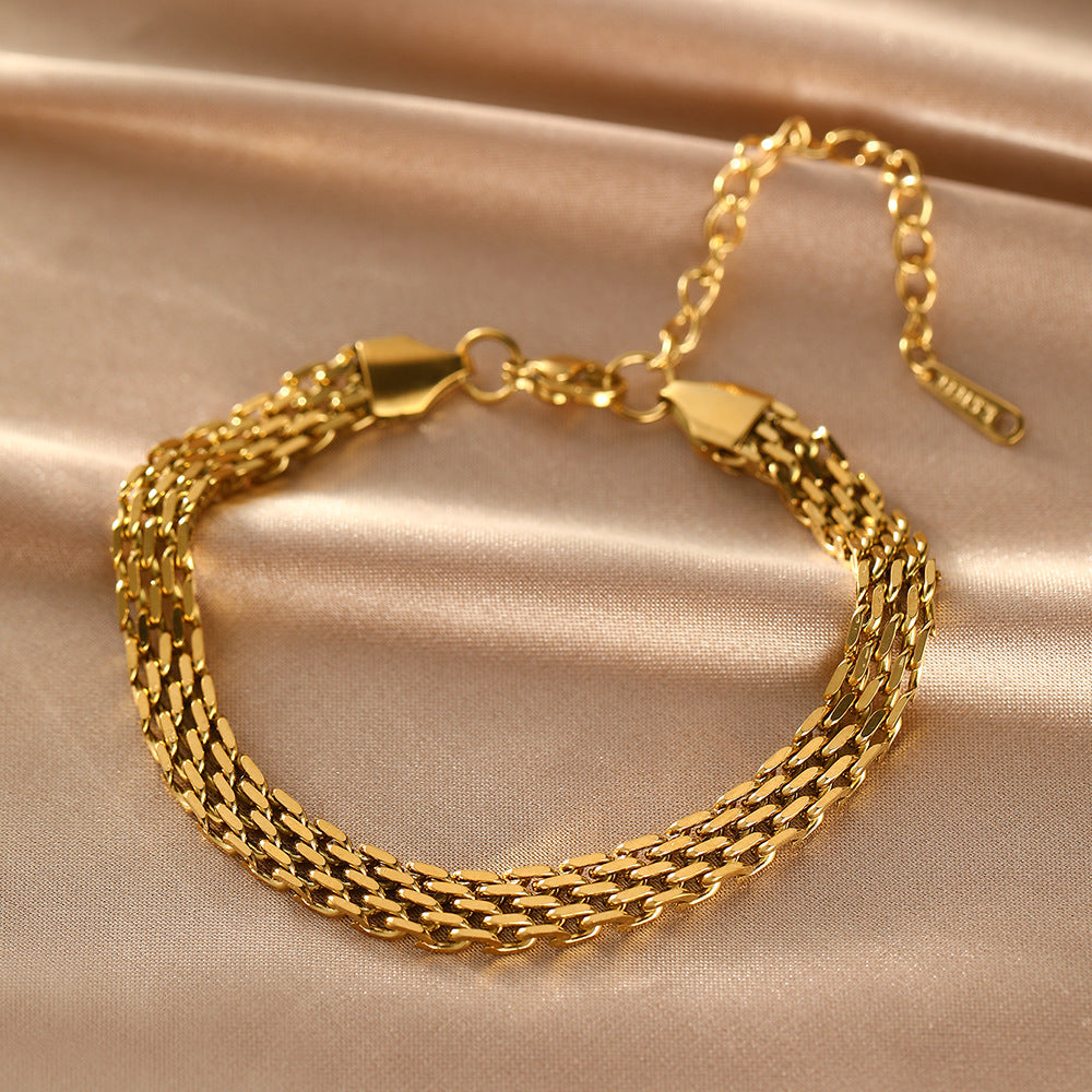 Wholesale 18K Stainless Steel Woven Chain Unisex Bracelet Trendy Everyday Jewelry Accessory Gift