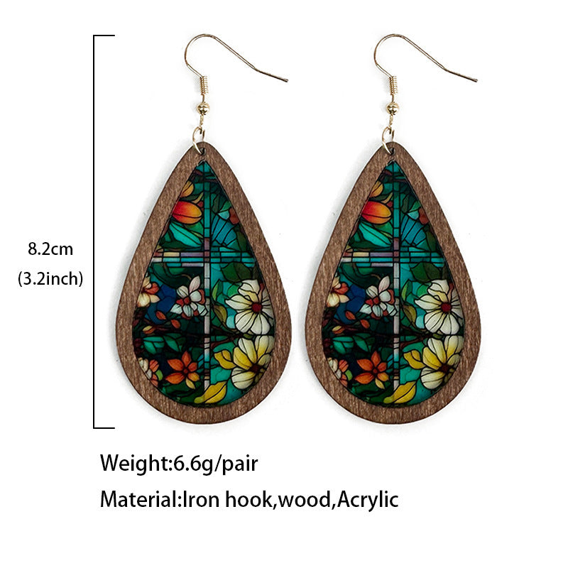 Wholesale Fashion Acrylic Drop Earrings with Church Pattern Print - Jewelry Accessory for Resale