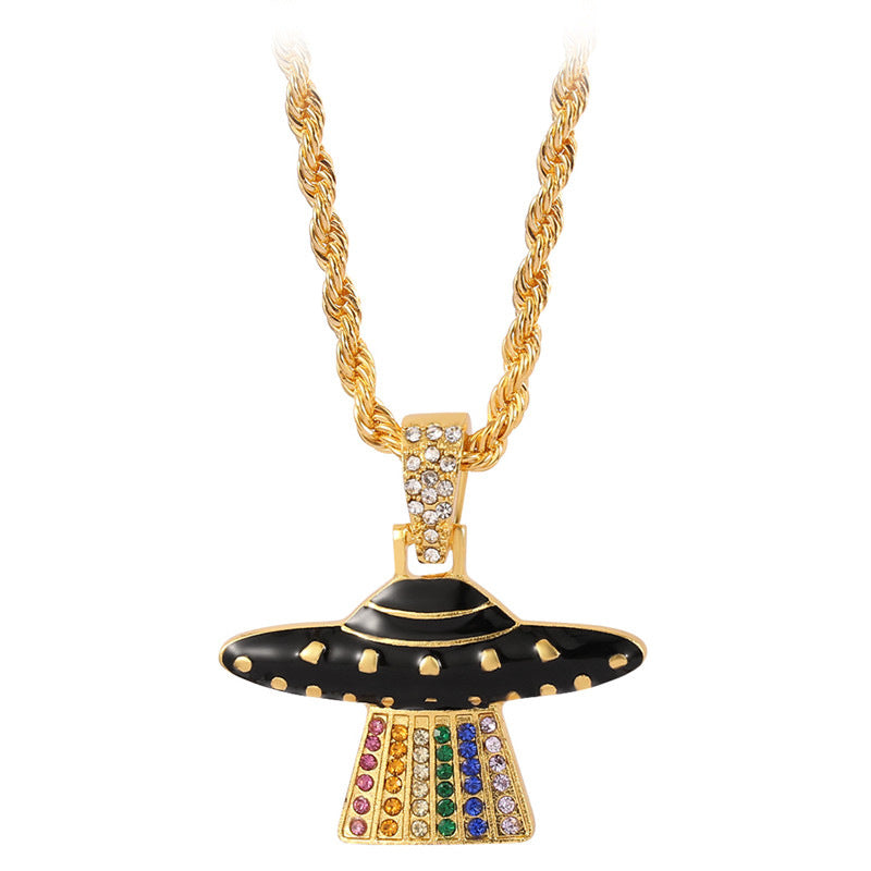 Wholesale Casual and Creative Ufo Spaceship Pendant Necklace