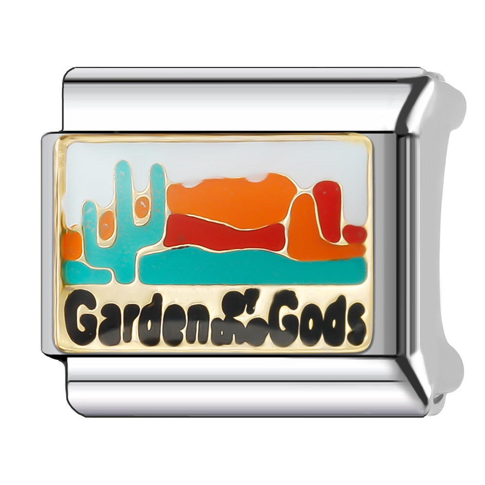 Wholesale Italian Charm Bracelet 9mm DIY Splicing Holiday Scenery Stainless Steel Composable Bracelet