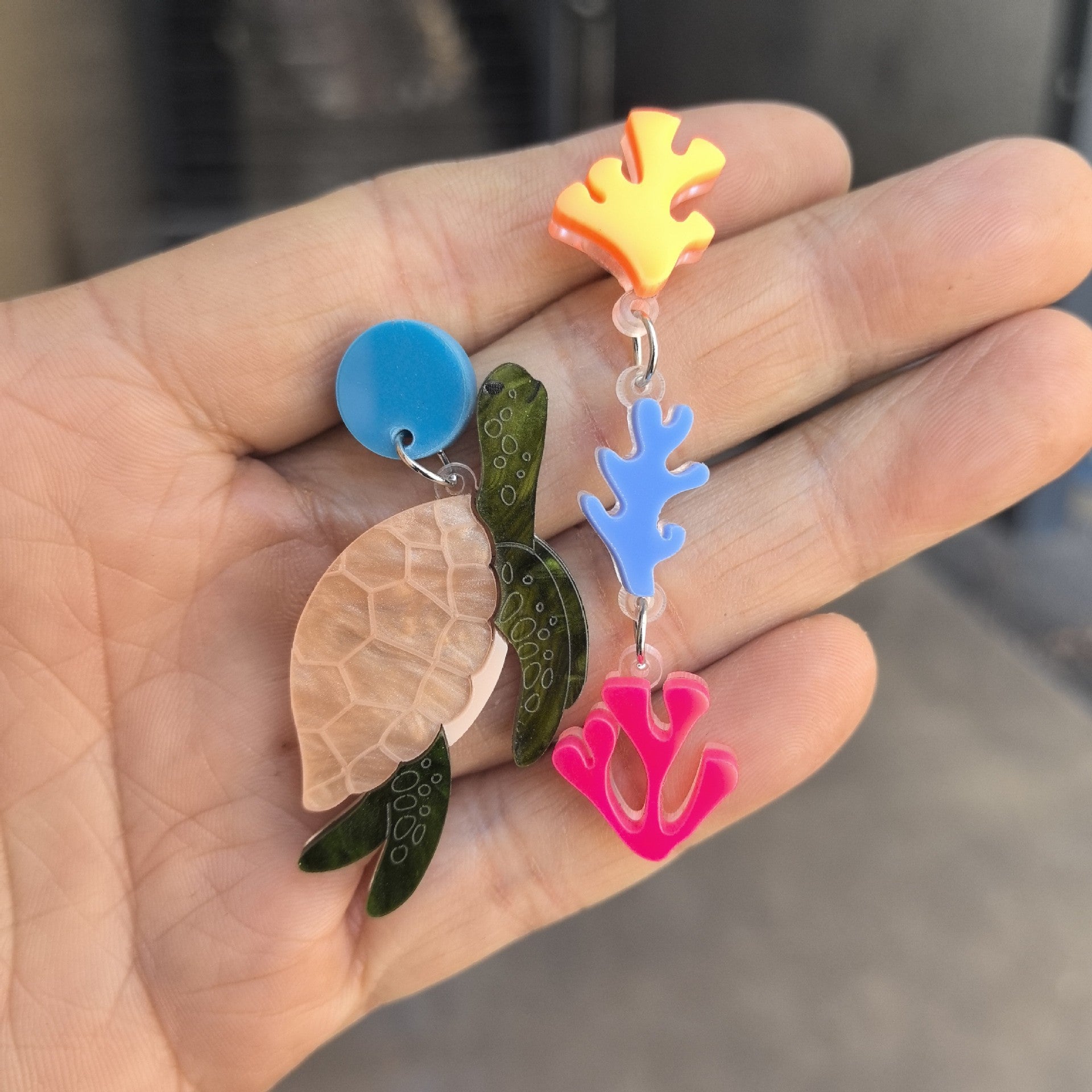 Wholesale Stylish Acrylic Turtle Seaweed Earrings For Women Handmade Retro Animal Jewelry Fashion Accessory For Party Or Gift