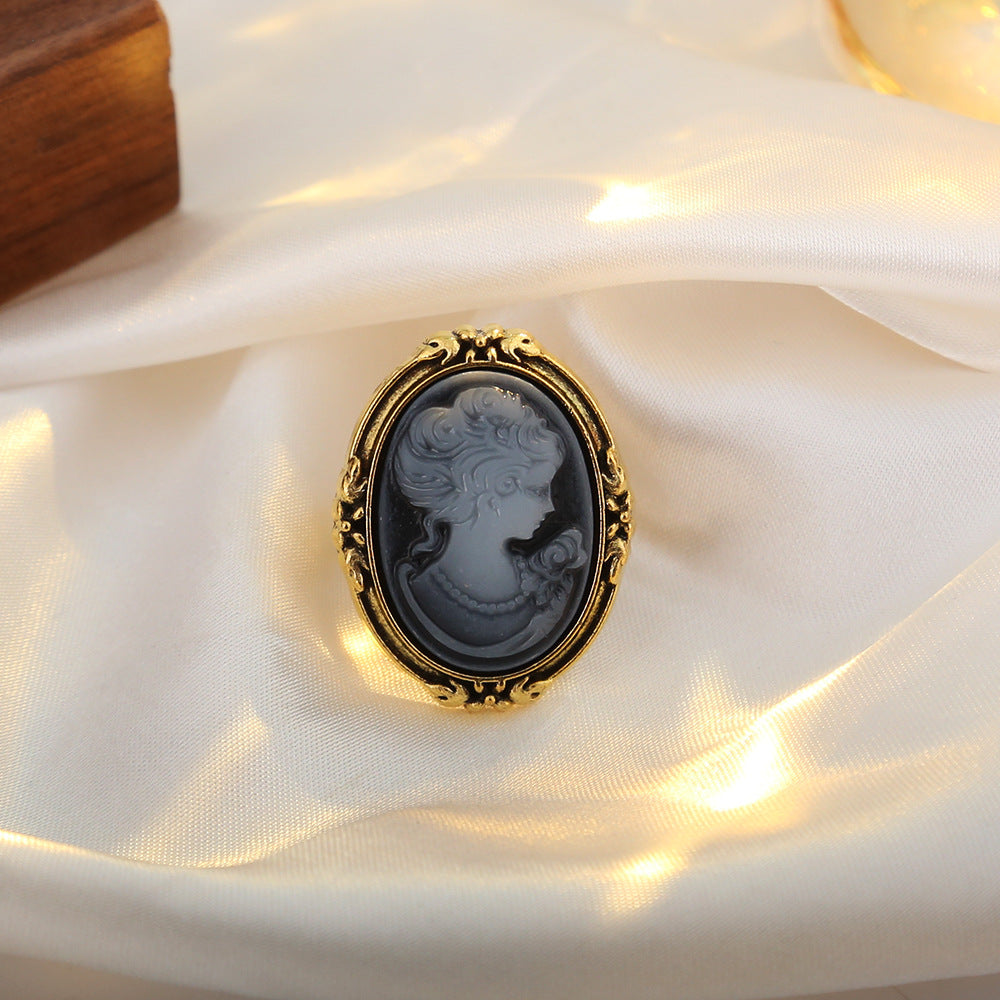 Wholesale Vintage Cameo Oval Portrait Ring Women Retro Court Style Fashion Jewelry Accessory Gift