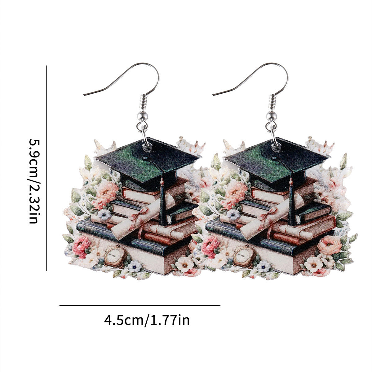 Wholesale Graduation season bachelor hat book flower bow scroll pendant earrings