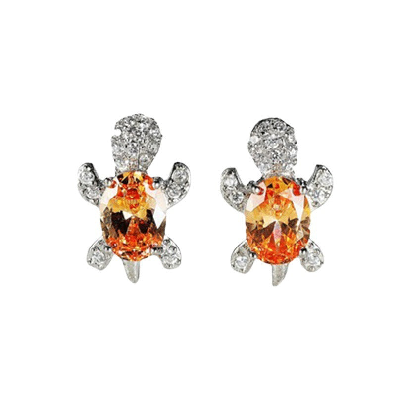 Wholesale Cartoon Colored Diamond Gemstone Turtle Alloy Earrings ACC-ES-JYS001