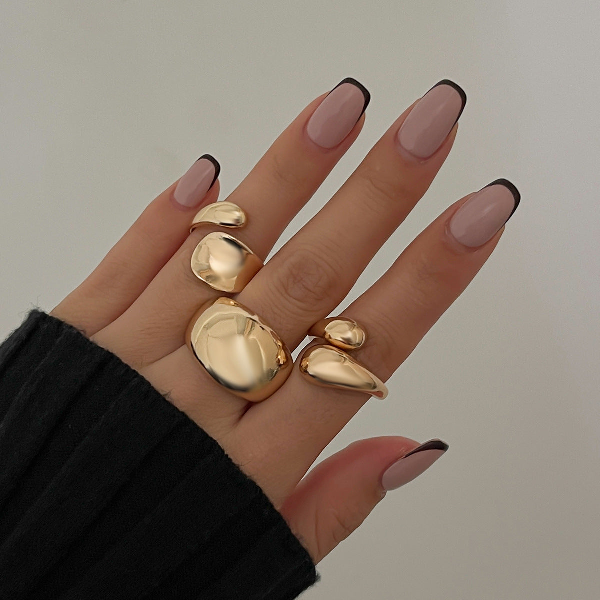 Wholesale Irregular alloy ring 3-piece set smooth geometric