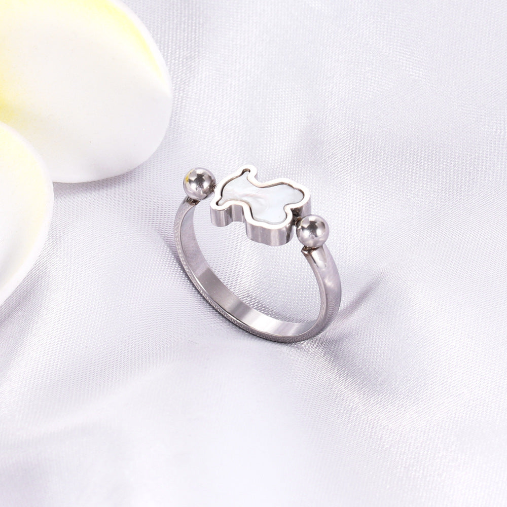 Wholesale Stainless steel bear non-fading gold-plated fashion ring