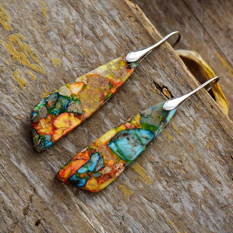 Wholesale bohemian natural stone pendant earrings
