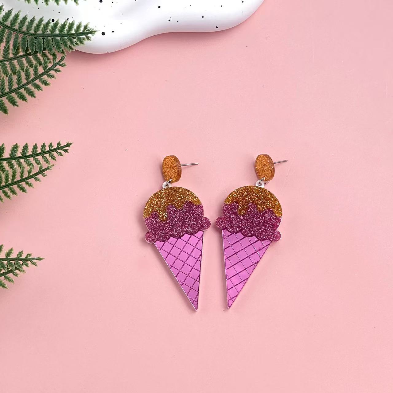 Wholesale  acrylic ice cream popsicle long earrings