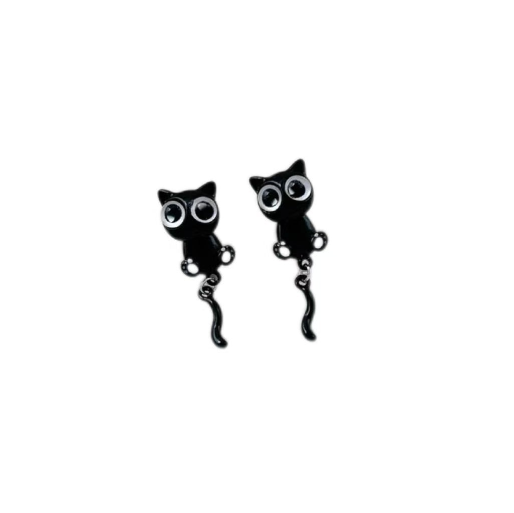 Wholesale Cartoon Black Cat Earring Set - Cute Cat Tail Design Alloy Earrings for Women,  Fashion Accessory