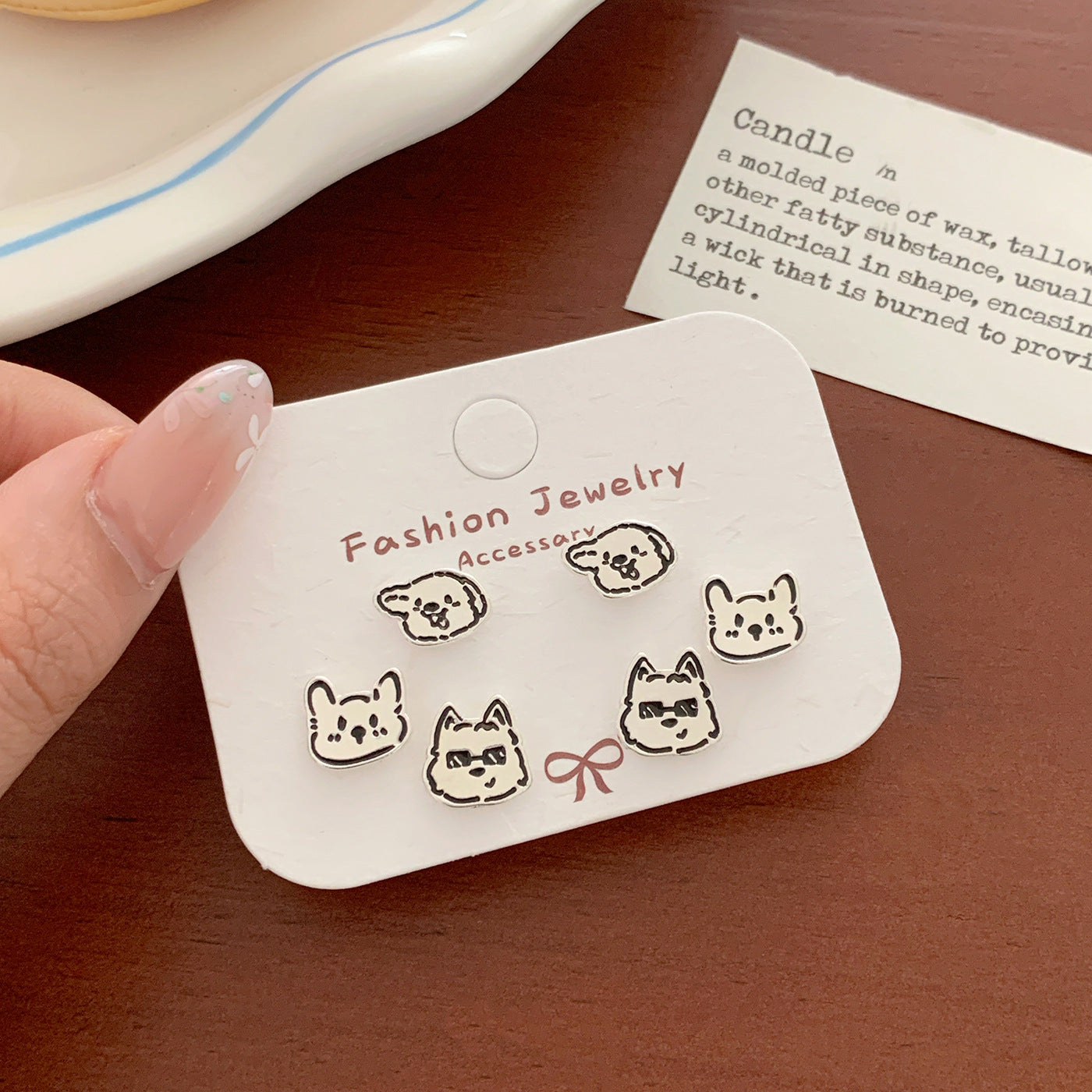 Wholesale Cartoon Cute Small Earrings Set Combination Silver Simple Compact  Earrings