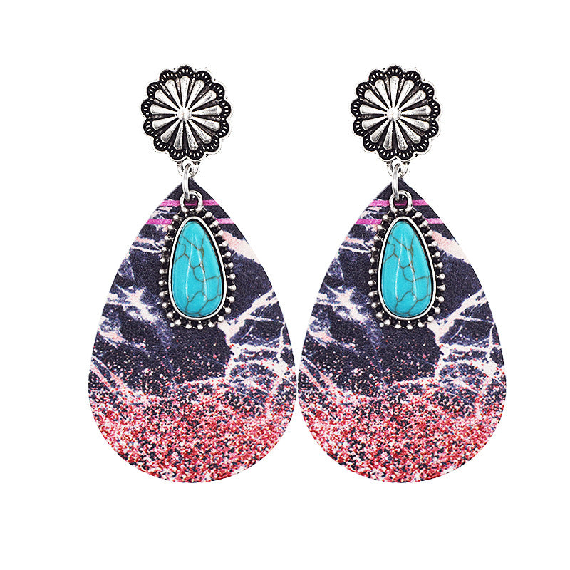 Wholesale Western Denim distressed style earrings