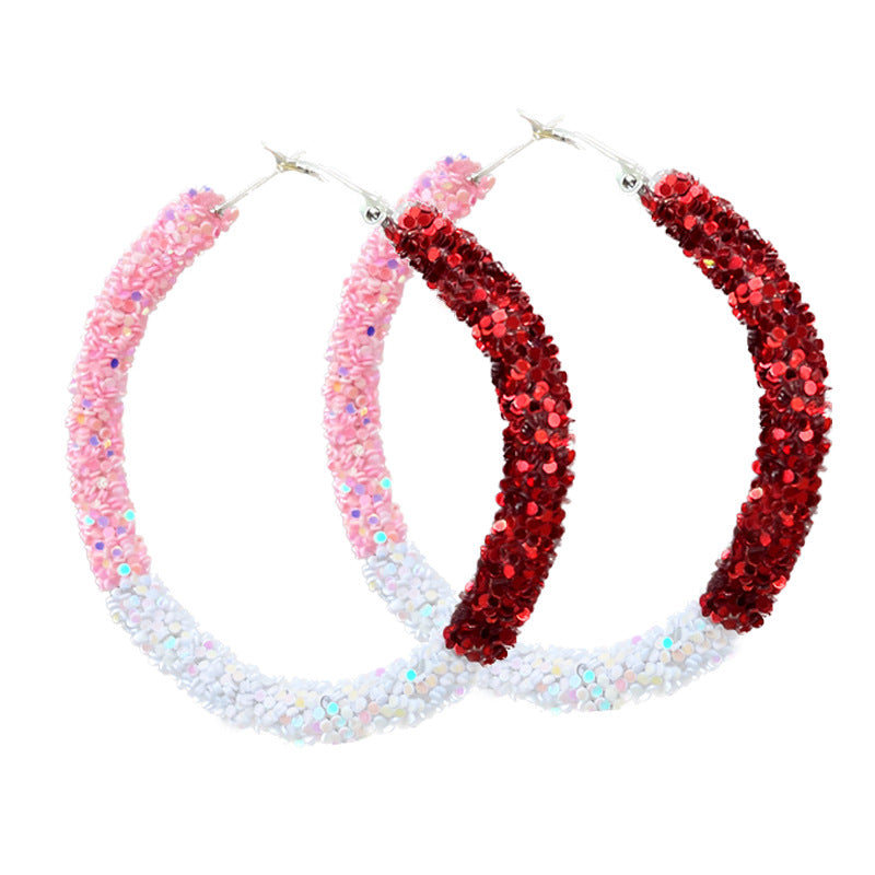 Wholesale 2Pairs/pack  Valentine's Day Love Heart Sequin Party Earrings ACC-ES-HY202