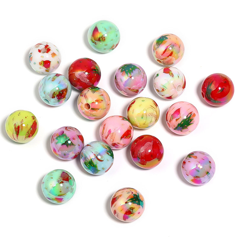 Wholesale 100pcs Santa Claus Printed Round Acrylic Beads DIY Bead Pen Accessories ACC-BDS-BLG079