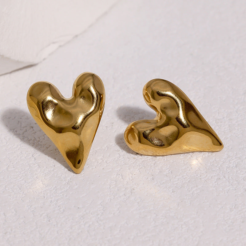 Wholesale Sweet Heart Gold Plated Stainless Steel Earrings Chic Jewelry Accessory For Boutique Resale