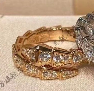 Wholesale Silver Tone Snake Ring With Rhinestones Open Design For Women Trendy Jewelry Accessory Gift