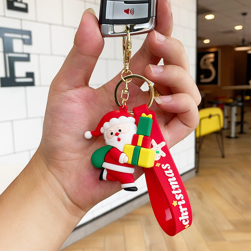 Wholesale Christmas Cartoon PVC Soft Santa Claus Christmas Tree Keychain Cute Keychain ACC-KC-ErLu017