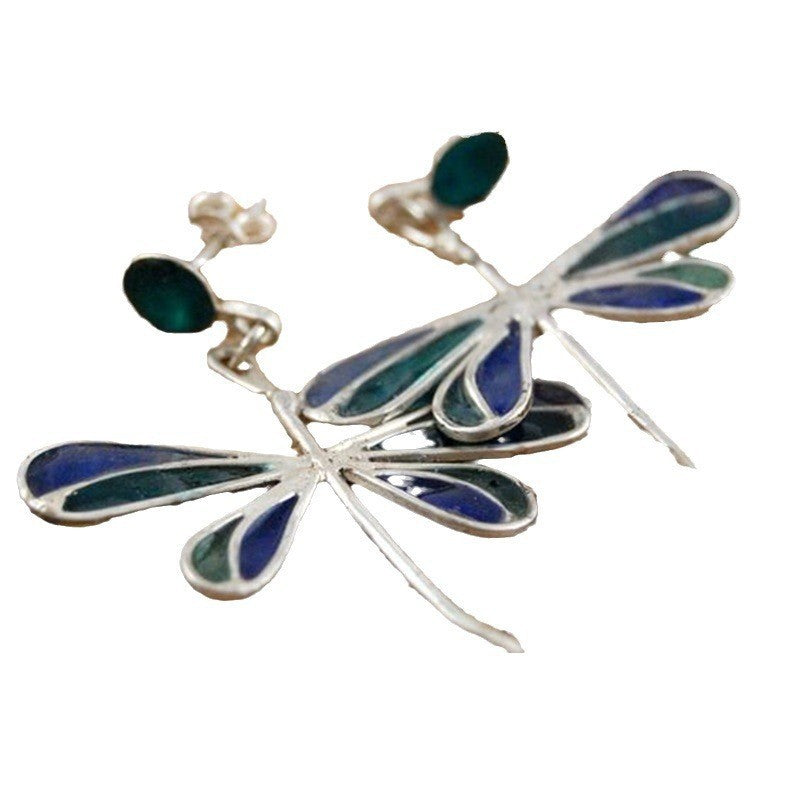 Wholesale blue-green painting oil pendant earrings