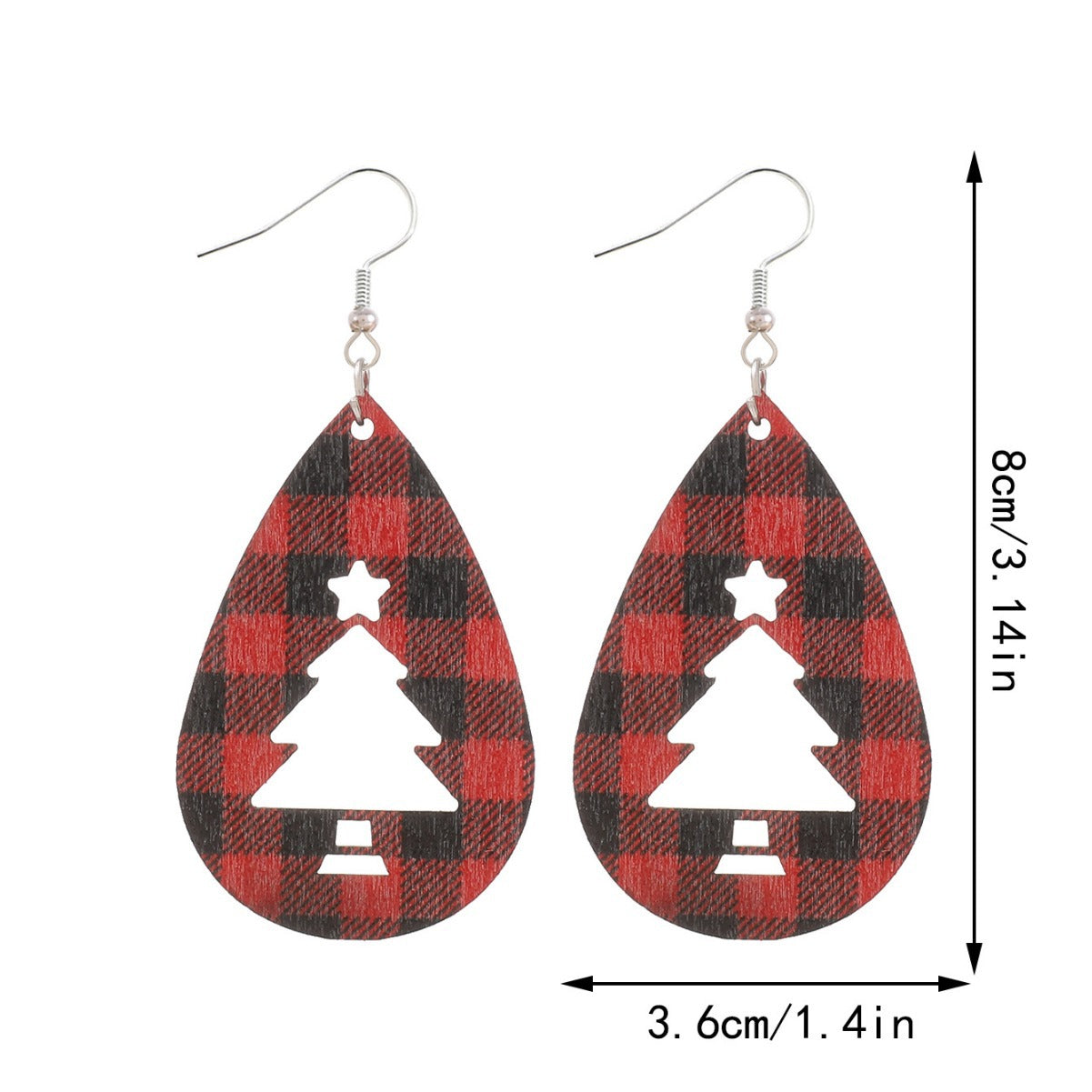 Wholesale Christmas Water Drops Striped Wooden Earrings