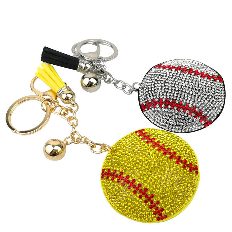 Wholesale  hot drill hot figure and diamond-encrusted baseball keychain,