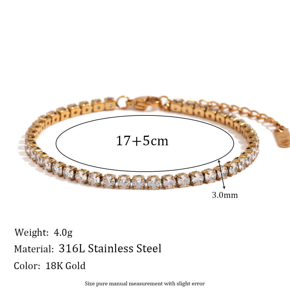 Wholesale Stainless Steel Bracelets 18K Gold Plated Bracelet Micro Inlaid Zircon Chain Bracelet ACC-BT-MengJ002