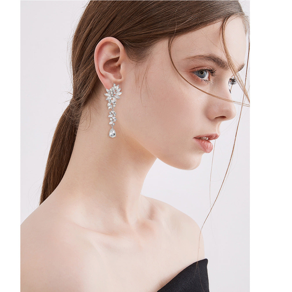 Wholesale Full Diamond Oval Tassel Earrings Luxury Earrings ACC-ES-YiN002