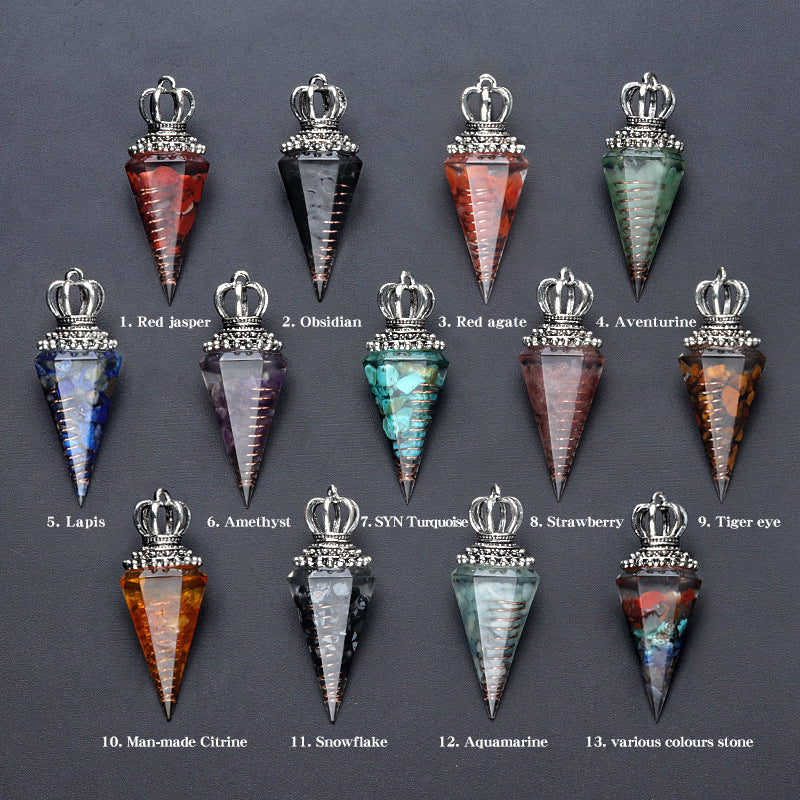 Wholesale Crystal Crushed Stone Resin Pendant ACC-PT-KeSuo0012