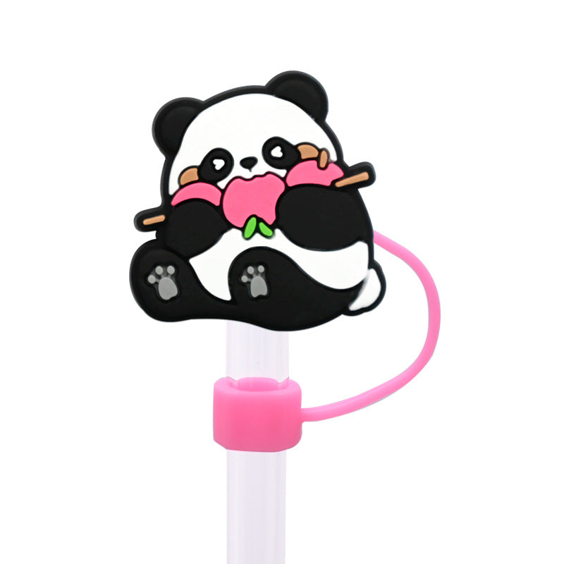 Wholesale Random 100pcs Cute Cartoon Panda Straw Cover 10MM Straw Tube Cap