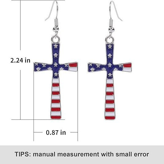 Wholesale  Independence Day Earrings Cross Earrings Oil Drops US Star Flag Pendant Necklaces