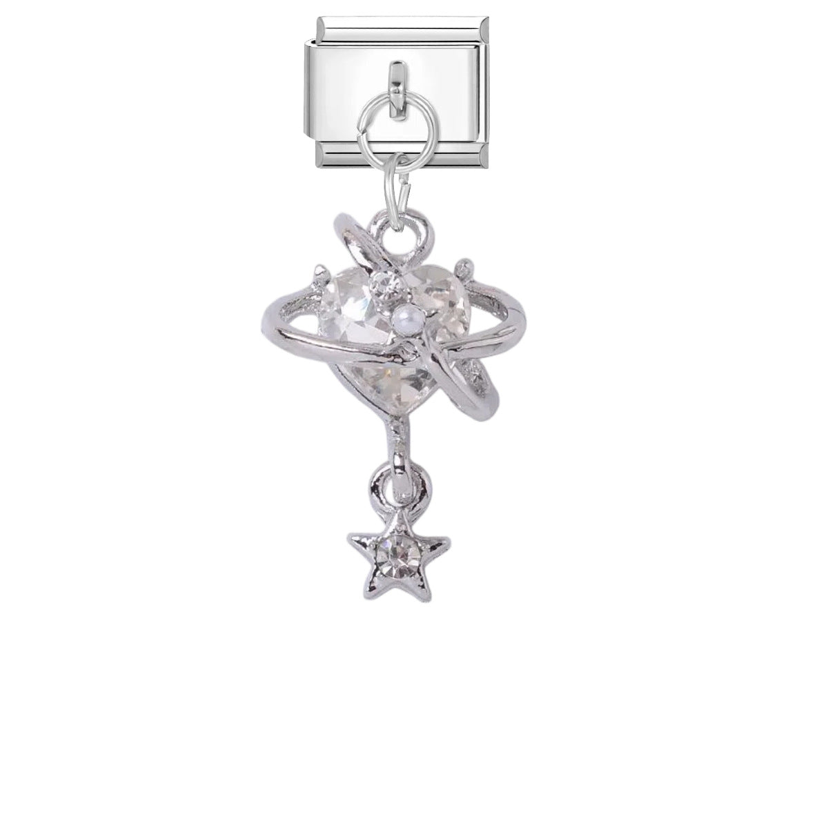 Wholesale Stylish DIY Charm Pendant for Bracelet Watch Strap - Titanium Steel Enamel Butterfly Cross Rhinestone Jewelry Accessory