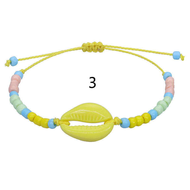 Wholesale Acrylic Shell Bracelet Colorful Rice Bead Weaving Bohemian Hand Rope Bracelet
