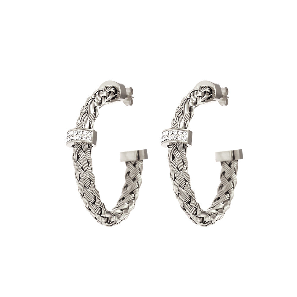 Wholesale Stainless Steel Bracelets Braided Open Bracelet 18K Gold Bracelet Earrings Set ACC-BT-Yueshi003