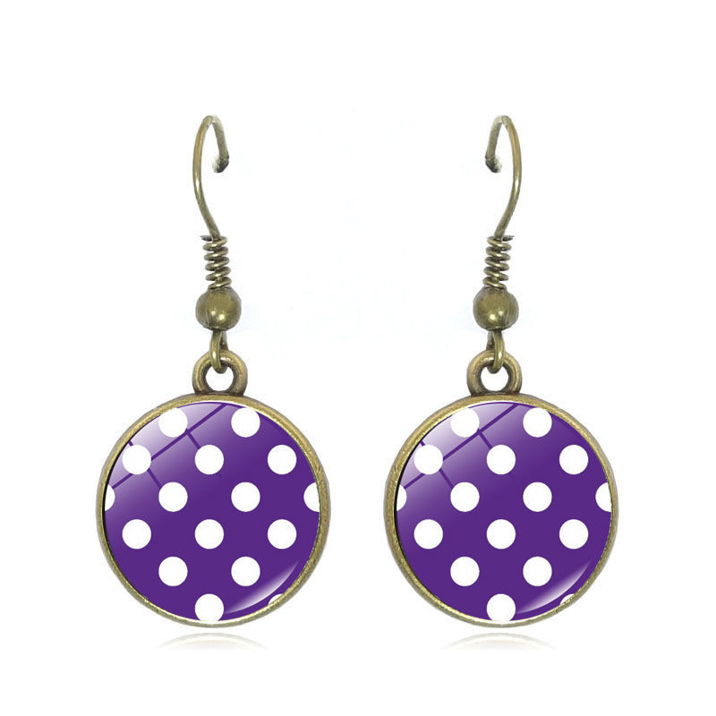 Wholesale Polka Dot Pattern Time Gemstone Earrings
