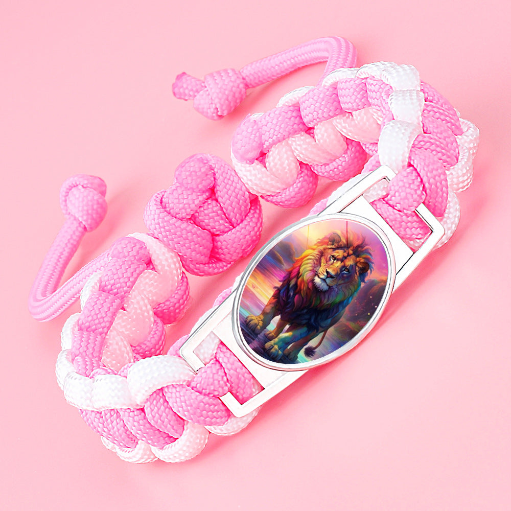 Wholesale Braided animal lion adjustable bracelet