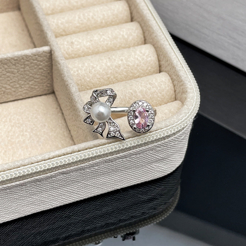 Wholesale  Pink Diamond Bow Open Ring