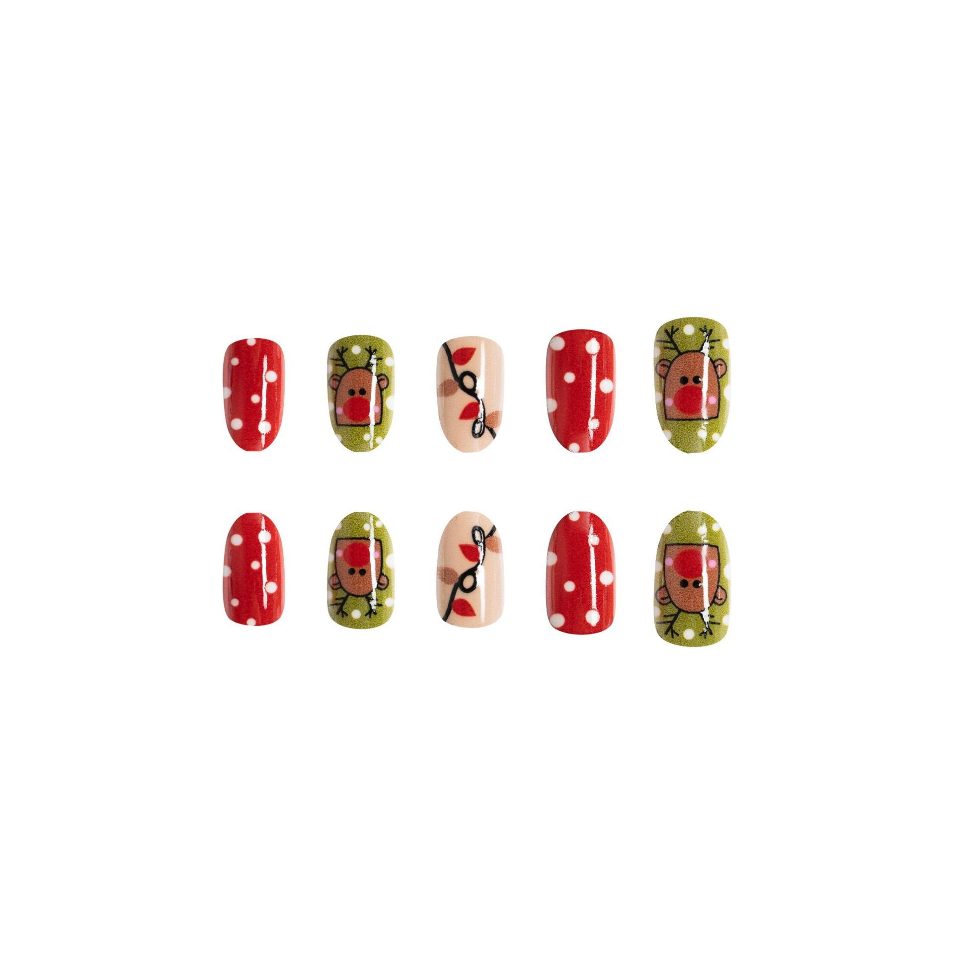 Wholesale 24 Pieces/box Christmas Cartoon Elk Christmas Tree Press-on Nails Kits Nail Stickers ACC-NS-GuaiXL099