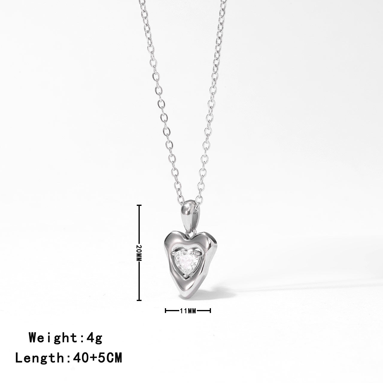 Wholesale Titanium Steel Clavicle Necklace with Heart-Shaped Zircon Inlay