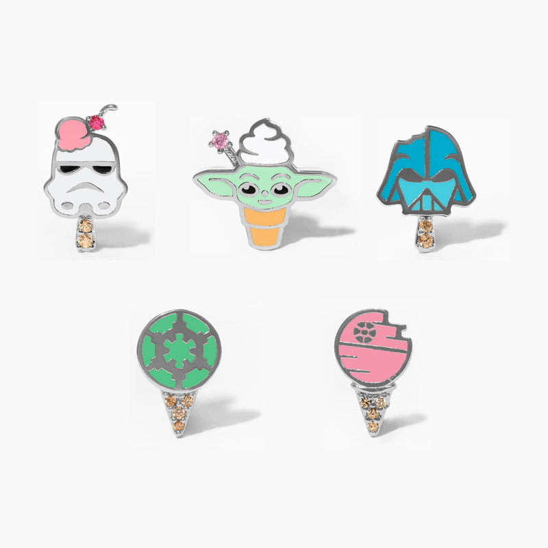 Wholesale Cute Oil Dripping Summer Cartoon Ice Cream Copper Plated 18K Gold Earrings ACC-ES-Xiny009