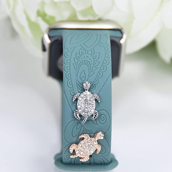 Wholesale Animal turtle rhinestone ornaments suitable for Apple,  Huawei,  Xiaomi,  and Samsung smartwatches with silicone watch strap decorative studs