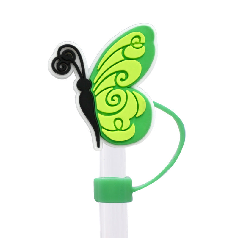Wholesale Random 100pcs Butterfly Series 8/10mm PVC Soft Straw Tube Cap